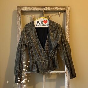 June & Hudson Metallic Blouse - Gold and Black